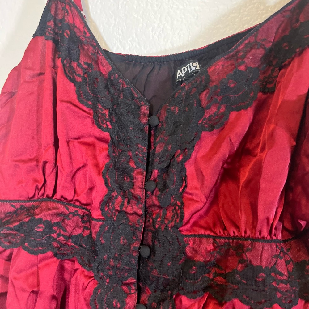 Apt. 9‎ Cami Top Lingerie Lace Trim Button Front Burgundy XL - Picture 2 of 7